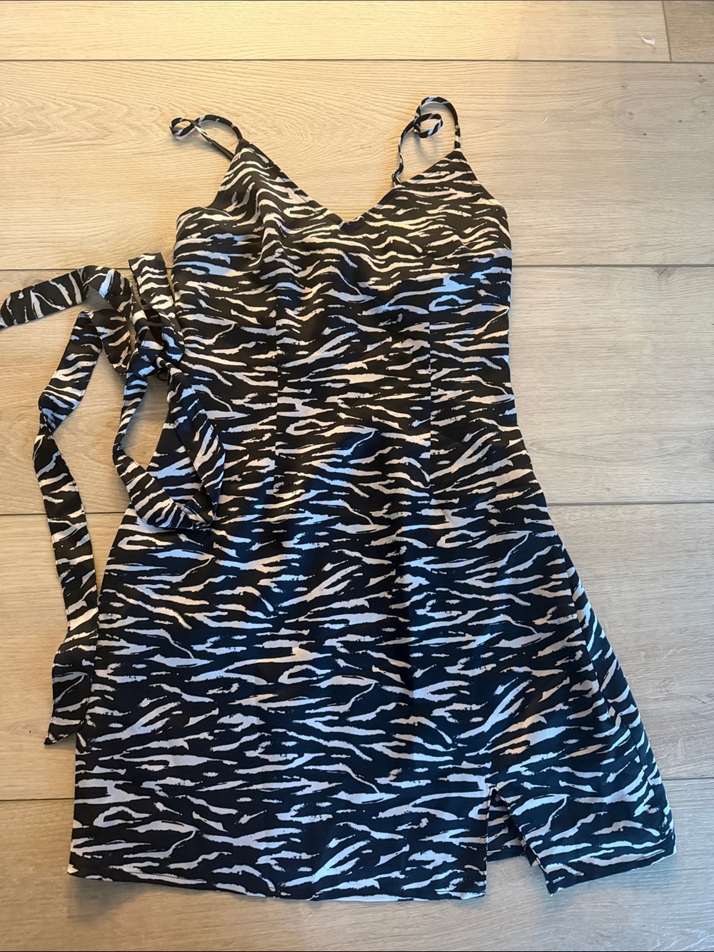 Abercrombie & Fitch Black and White Zebra-Print Mini Dress